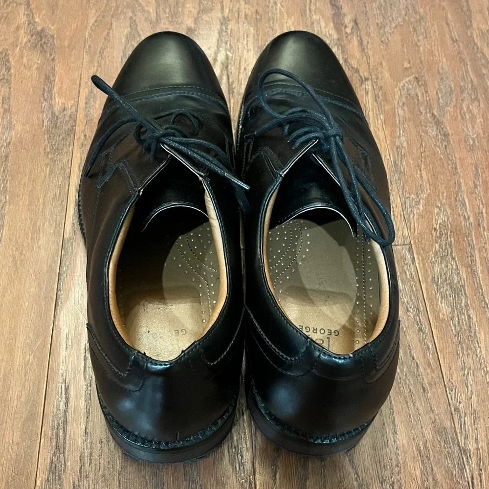 George Cap Toe Derby Shoes Men Black Lace Up Dress Shoes 13